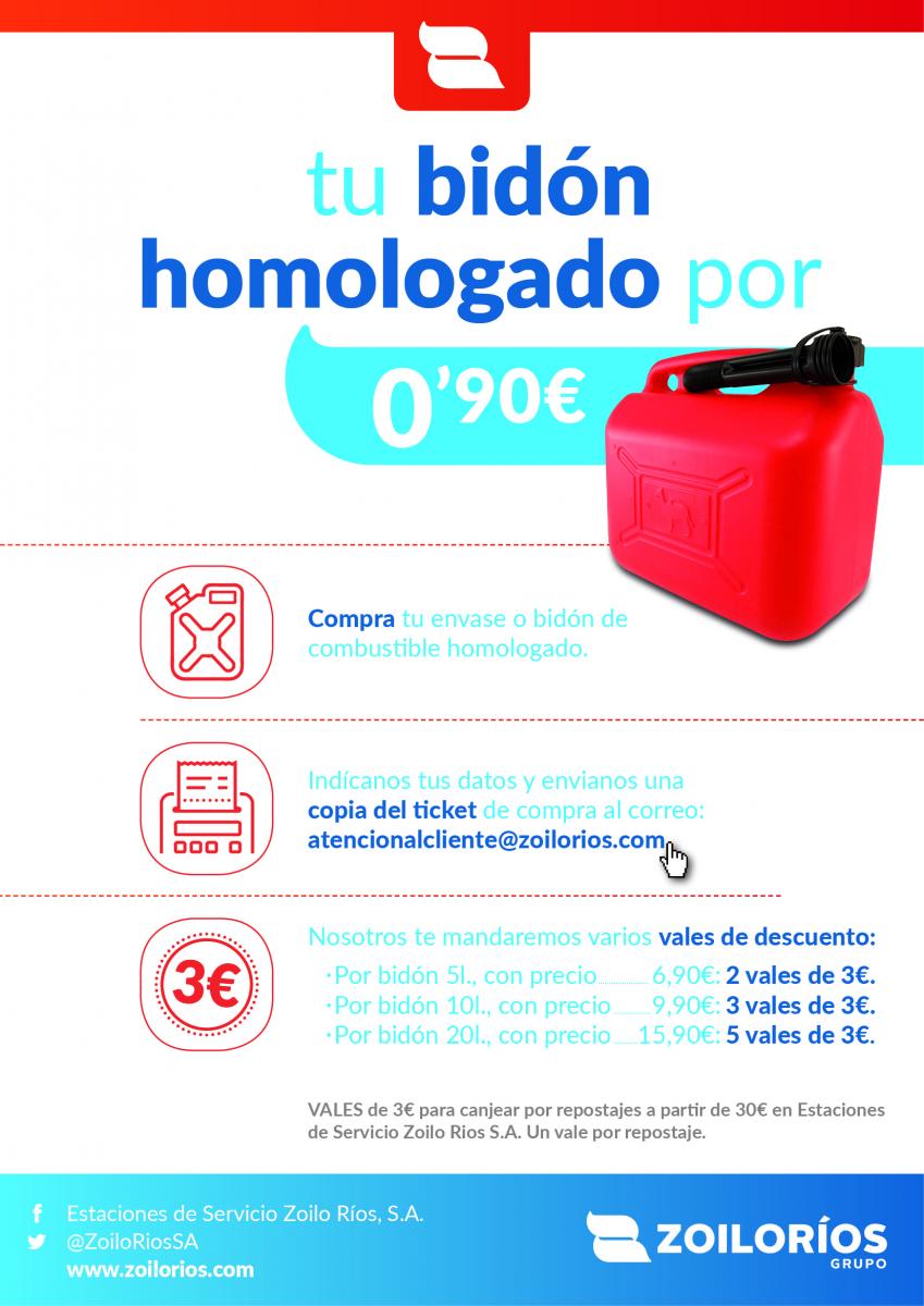 Oferta Zoilo Ríos envases homologados de combustible Oferta Zoilo Ríos envases homologados de combustible